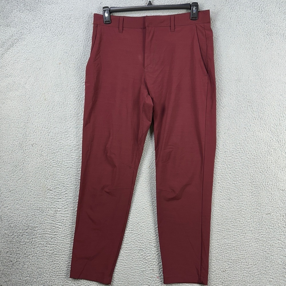 Fabletics Pants Golf Mens Medium Maroon Flat Front Pockets Straight Outdoor Logo